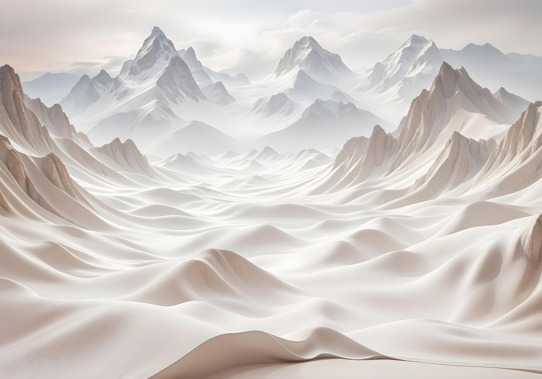 Snowy mountains with clouds