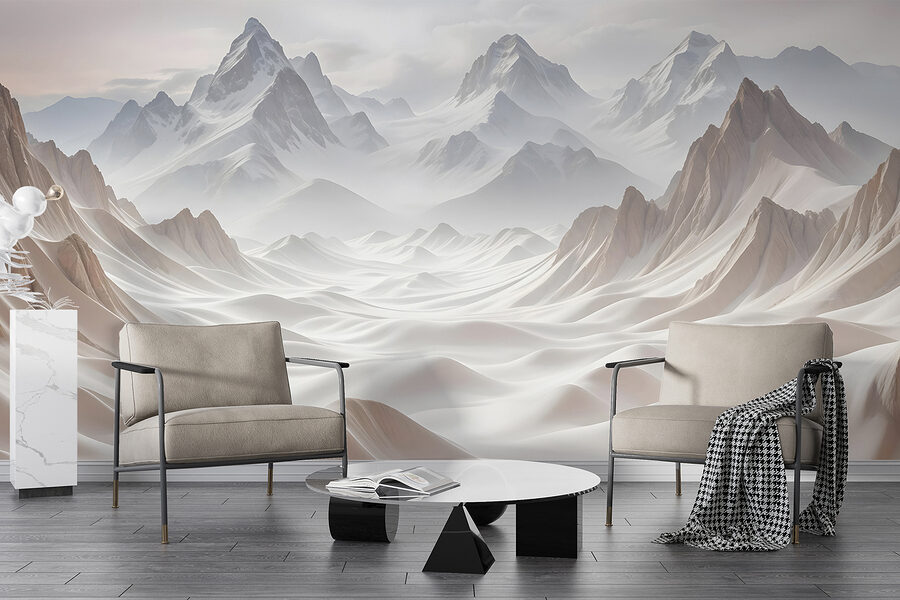 Montanhas nevadas com nuvens