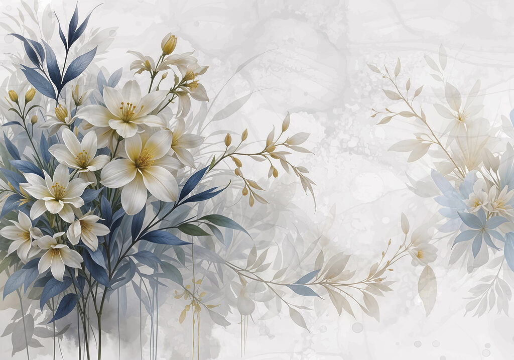 Pintura de flores e folhas Pintura de flores e folhas