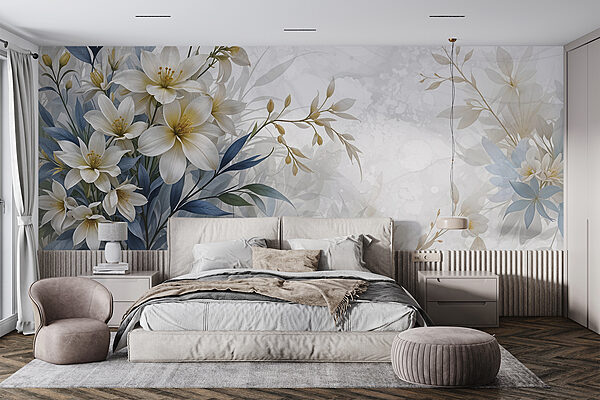Pintura de flores e folhas Pintura de flores e folhas