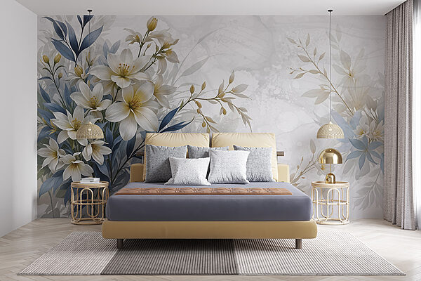 Pintura de flores e folhas Pintura de flores e folhas