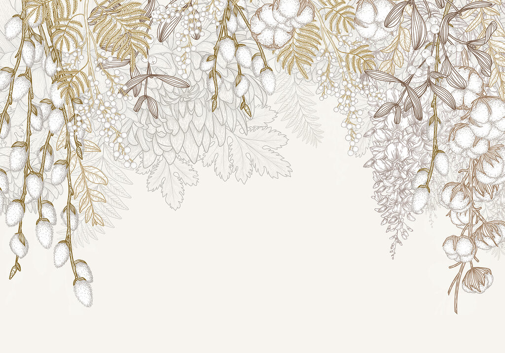 Desenho floral branco e castanho Desenho floral branco e castanho