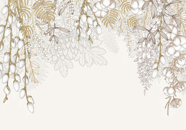 Desenho floral branco e castanho Desenho floral branco e castanho