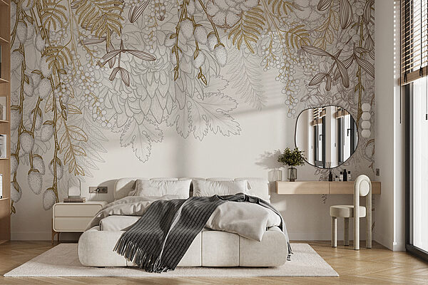 Desenho floral branco e castanho Desenho floral branco e castanho