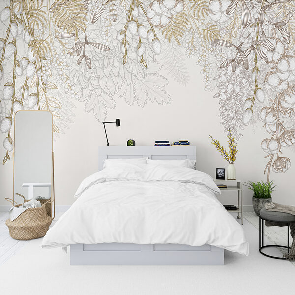 Desenho floral branco e castanho Desenho floral branco e castanho