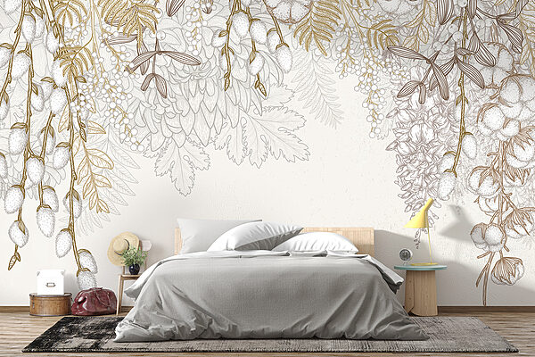Desenho floral branco e castanho Desenho floral branco e castanho