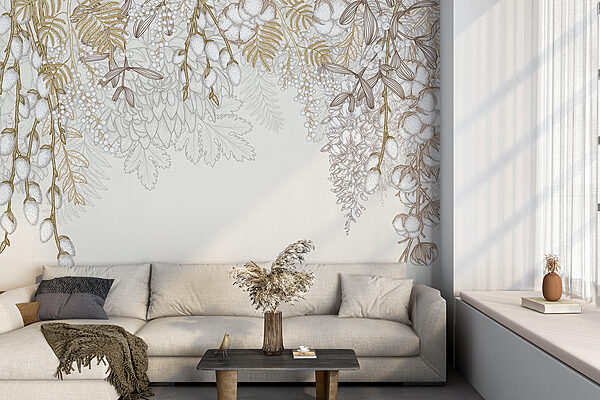 Desenho floral branco e castanho Desenho floral branco e castanho