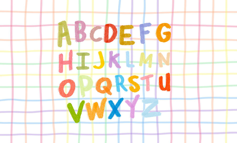 Letras coloridas numa grelha