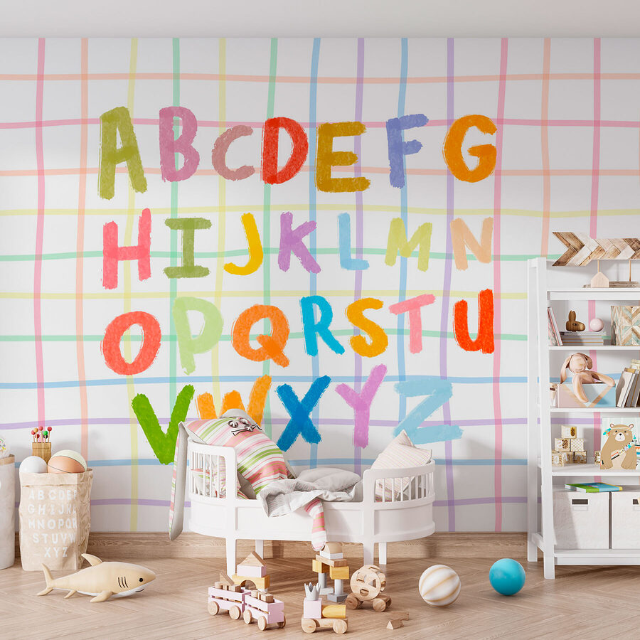 Letras coloridas numa grelha