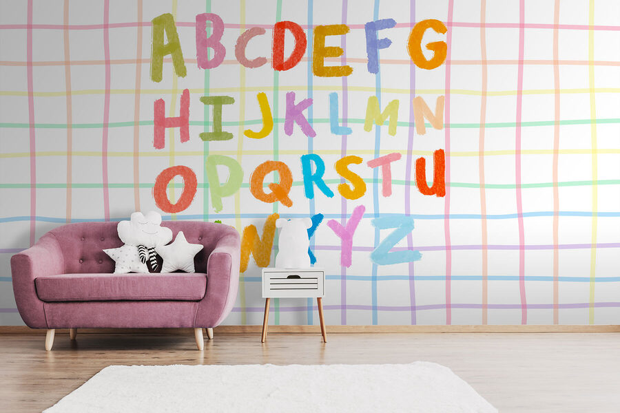 Letras coloridas numa grelha