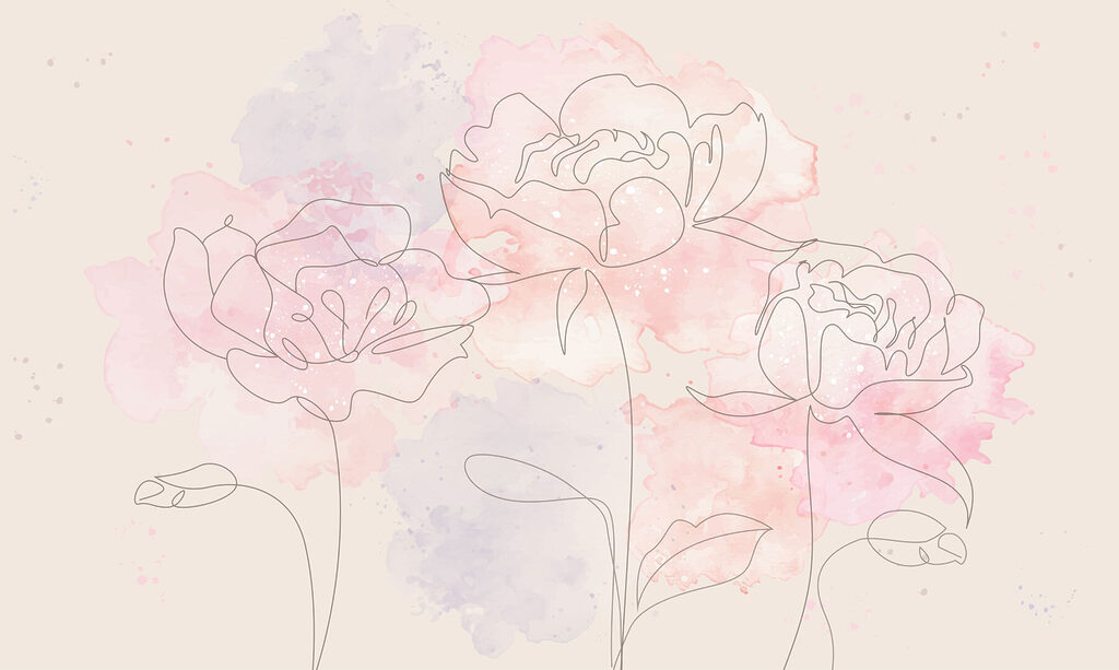 Desenho de flores sobre um fundo cor-de-rosa Desenho de flores sobre um fundo cor-de-rosa