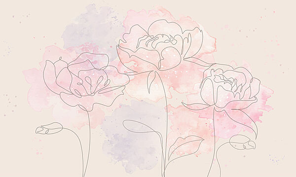 Desenho de flores sobre um fundo cor-de-rosa Desenho de flores sobre um fundo cor-de-rosa