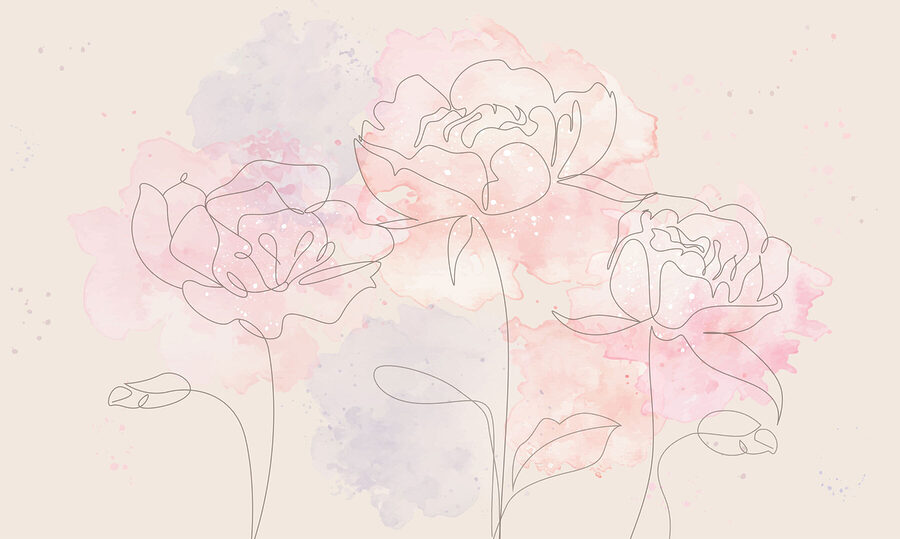 Desenho de flores sobre um fundo cor-de-rosa Desenho de flores sobre um fundo cor-de-rosa