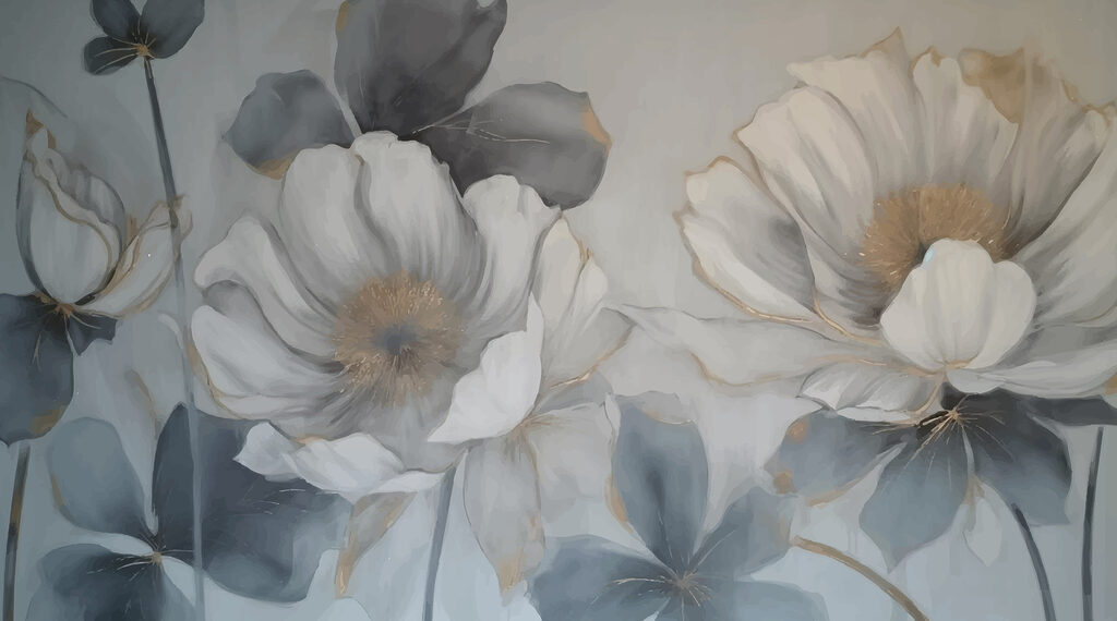 Pintura de flores numa parede Pintura de flores numa parede