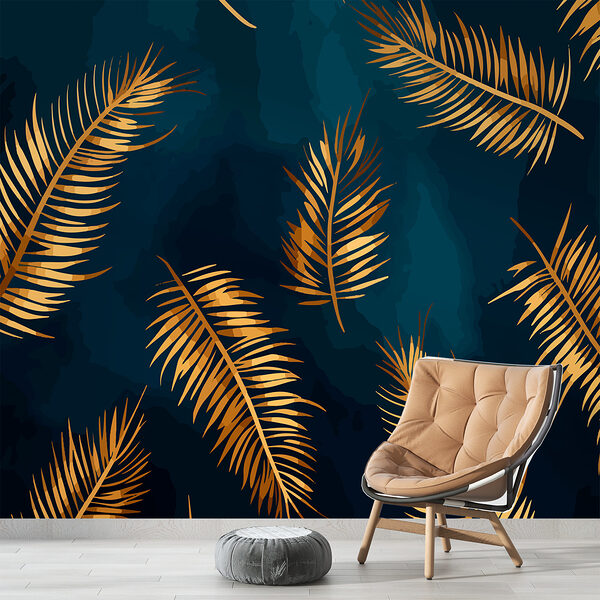 Folhas de bronze contra uma elegância escura. Folhas de bronze contra uma elegância escura.