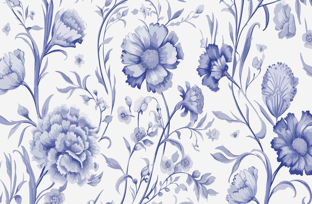 Padrão floral azul e branco Padrão floral azul e branco