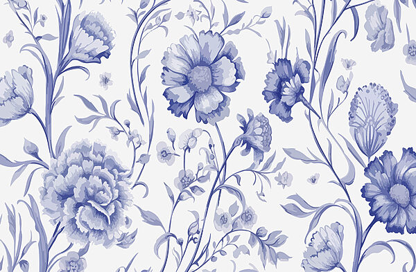Padrão floral azul e branco Padrão floral azul e branco