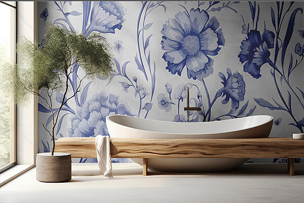 Padrão floral azul e branco Padrão floral azul e branco