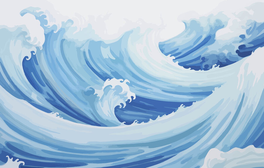 Ondas azuis e brancas