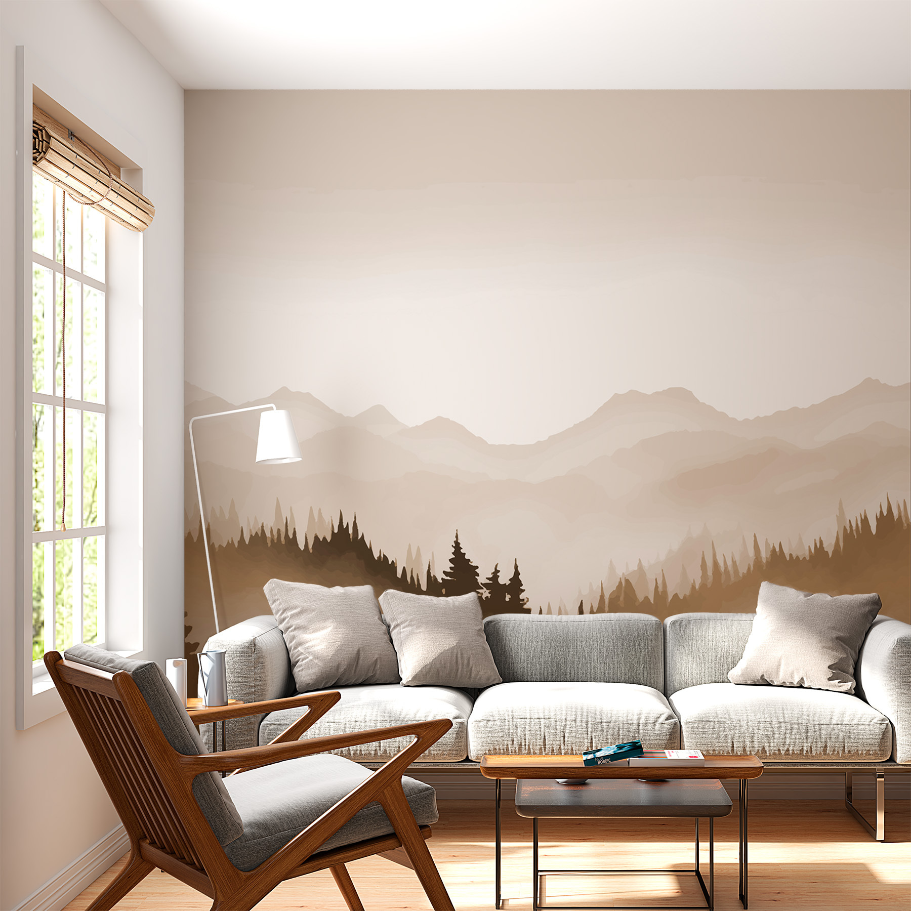 Landscape of trees and mountains Landscape of trees and mountains