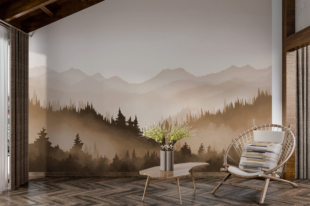 Landscape of trees and mountains Landscape of trees and mountains