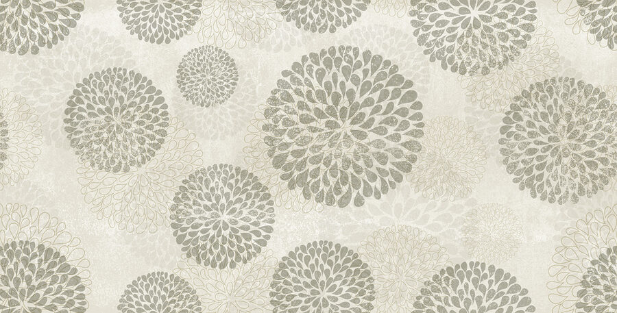 Padrão floral cinzento e branco