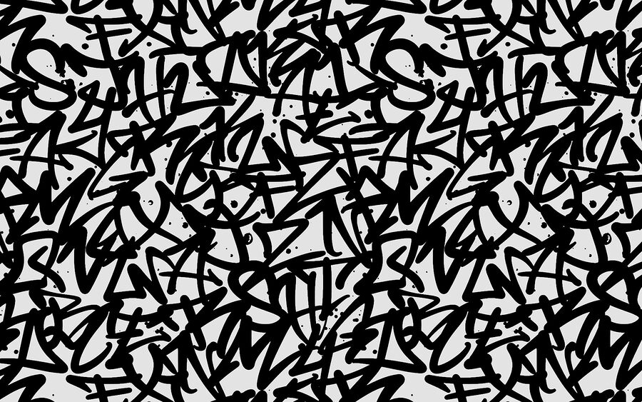 Padrão preto e branco com letras