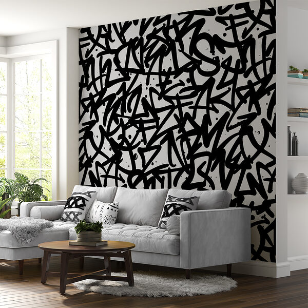 Padrão preto e branco com letras Padrão preto e branco com letras