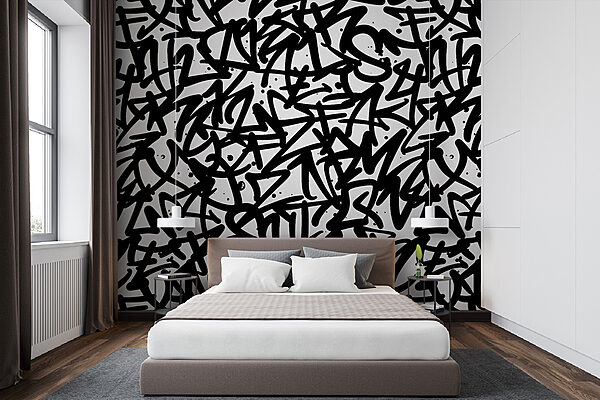 Padrão preto e branco com letras Padrão preto e branco com letras