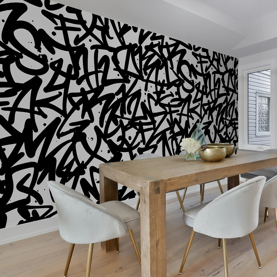 Padrão preto e branco com letras