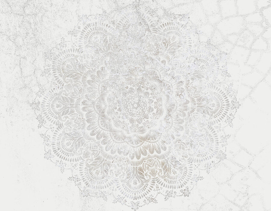Padrão circular branco numa superfície branca