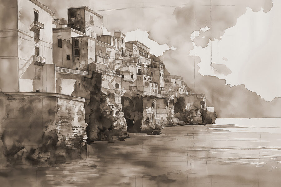 Papel de parede Aguarela de uma cidade - Image 4