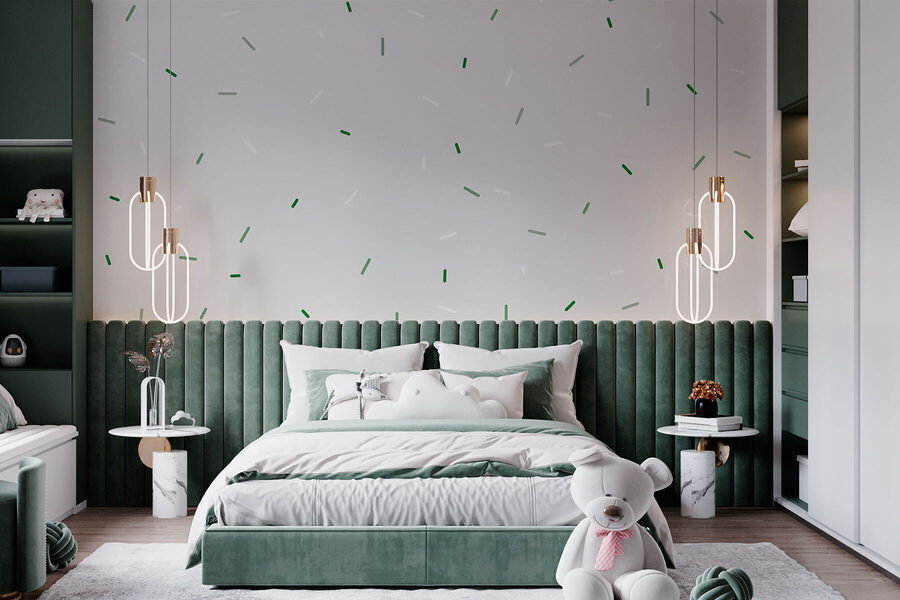 Papel de parede Fundo branco com manchas verdes e brancas