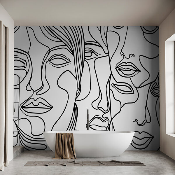Desenho de rostos a preto e branco Desenho de rostos a preto e branco