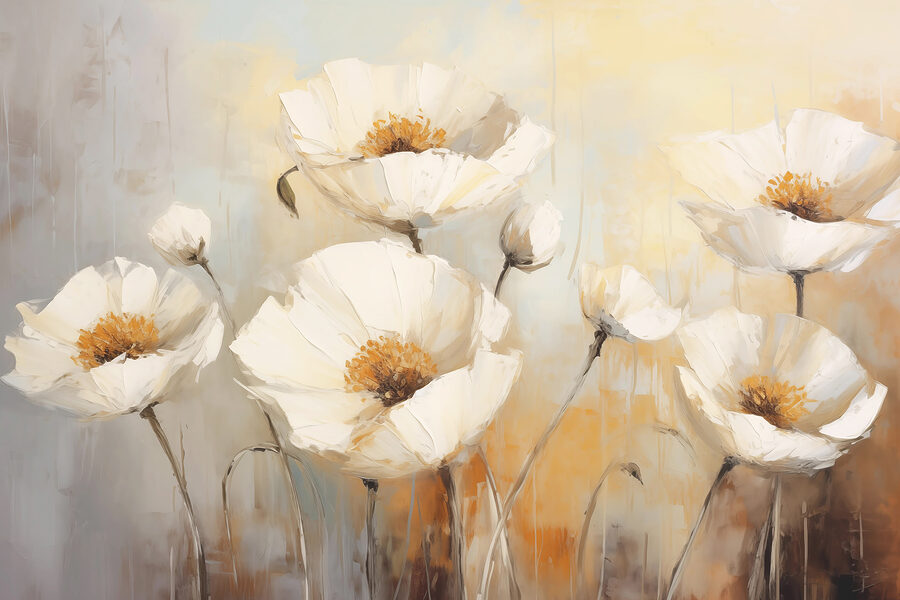 Pintura de flores brancas