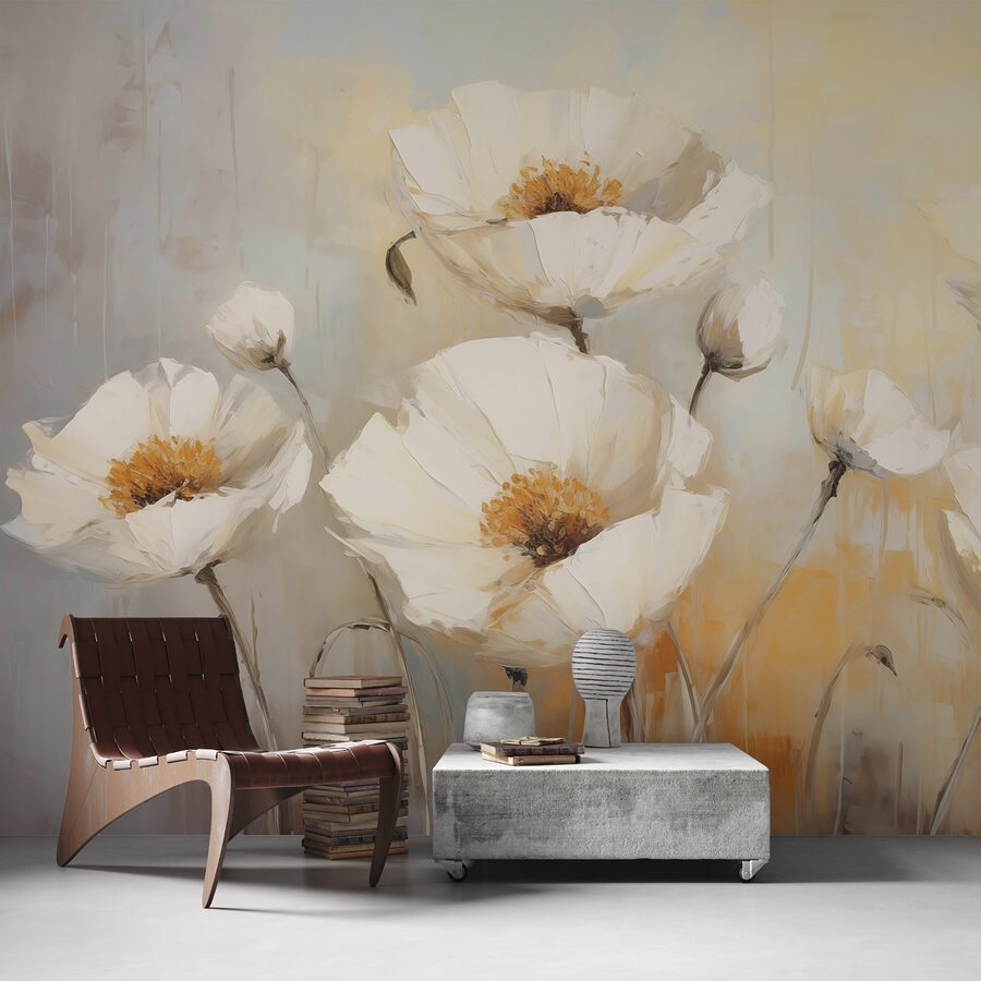 Pintura de flores brancas