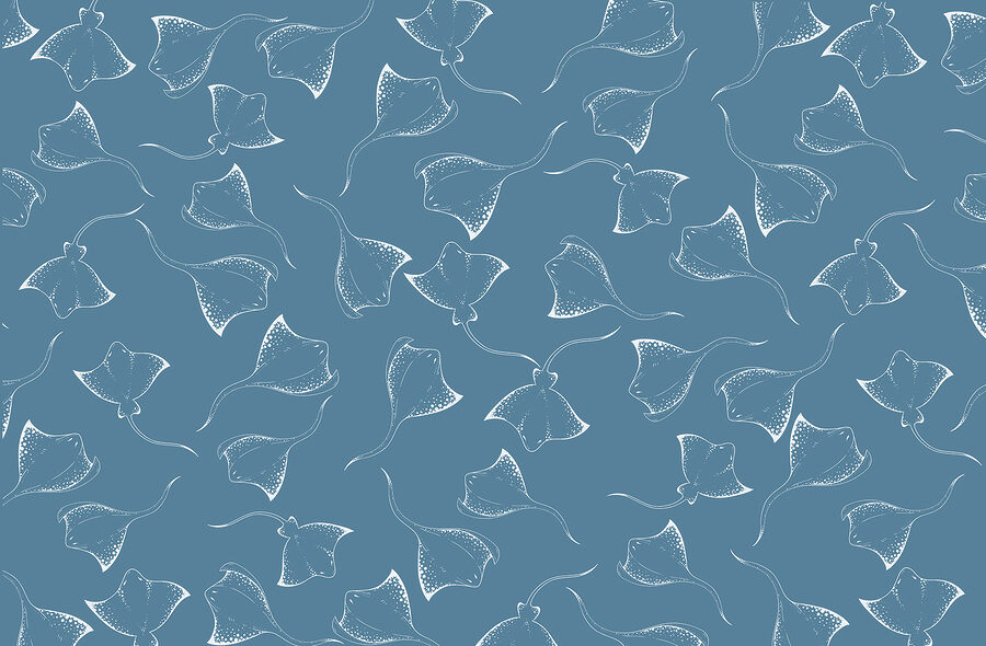 Fundo azul com arraias brancas