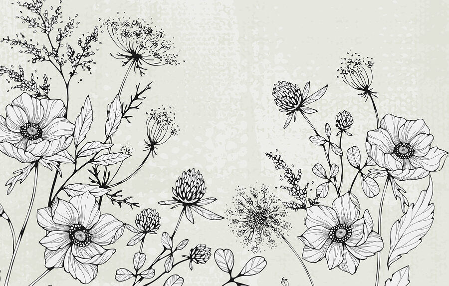 Desenho de flores e folhas