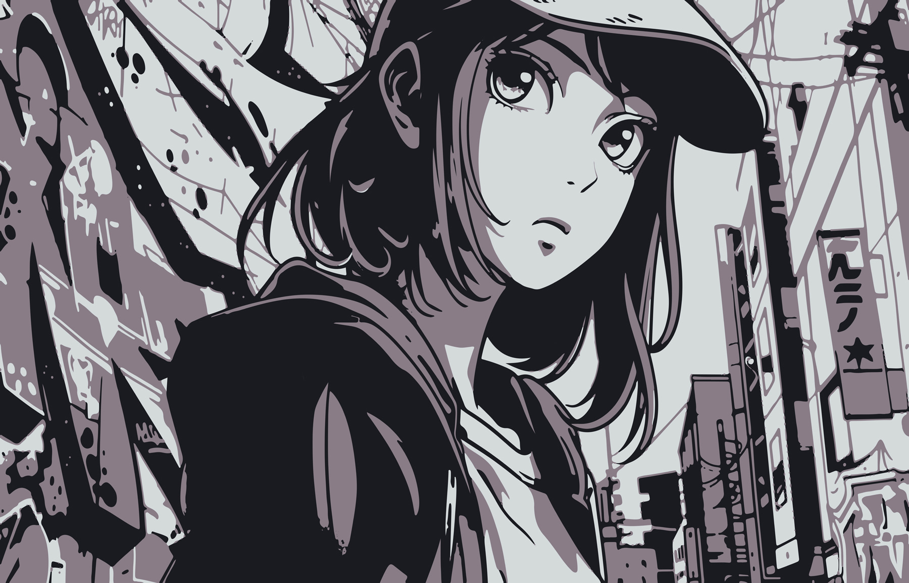 Cartoon of a woman wearing a hat