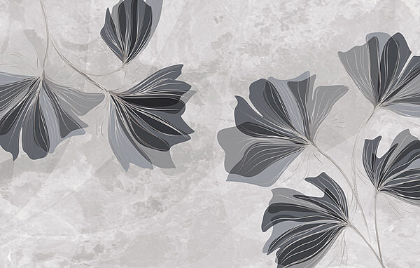 Desenho floral cinzento e branco Desenho floral cinzento e branco