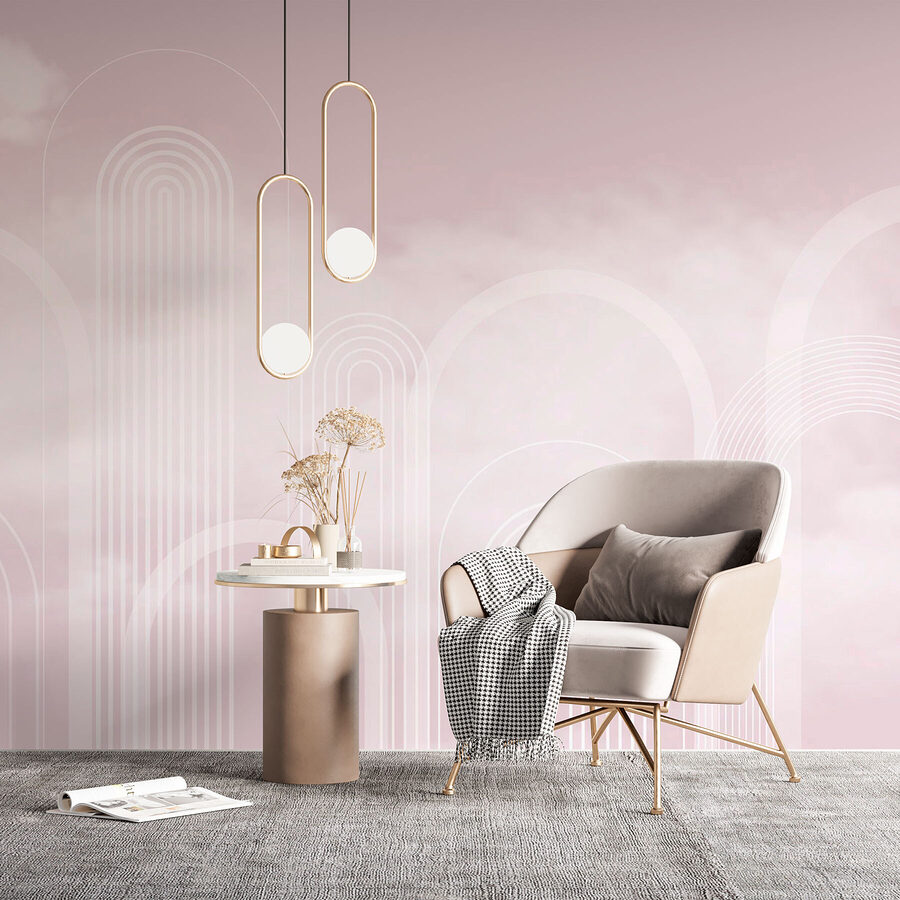 Linhas brancas sobre um fundo cor-de-rosa