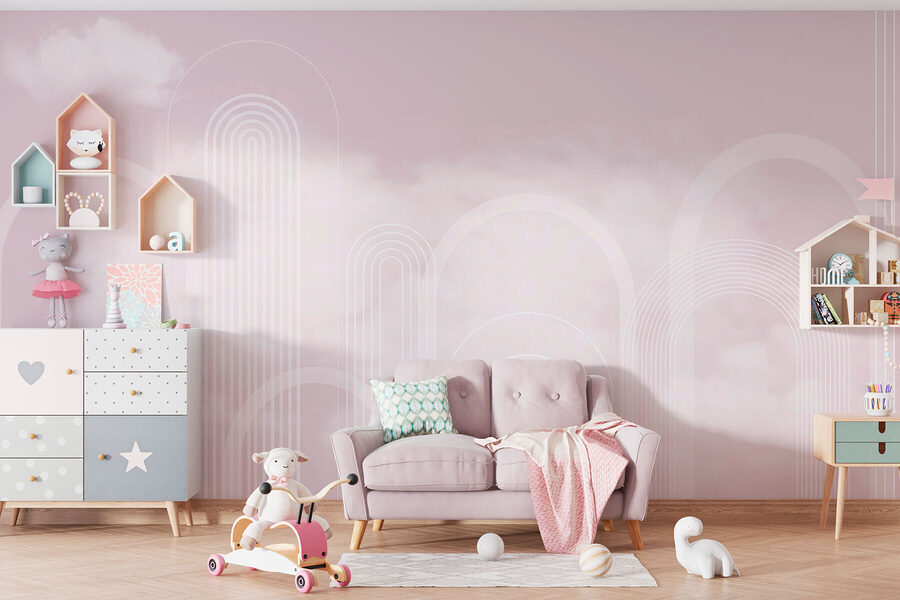 Linhas brancas sobre um fundo cor-de-rosa