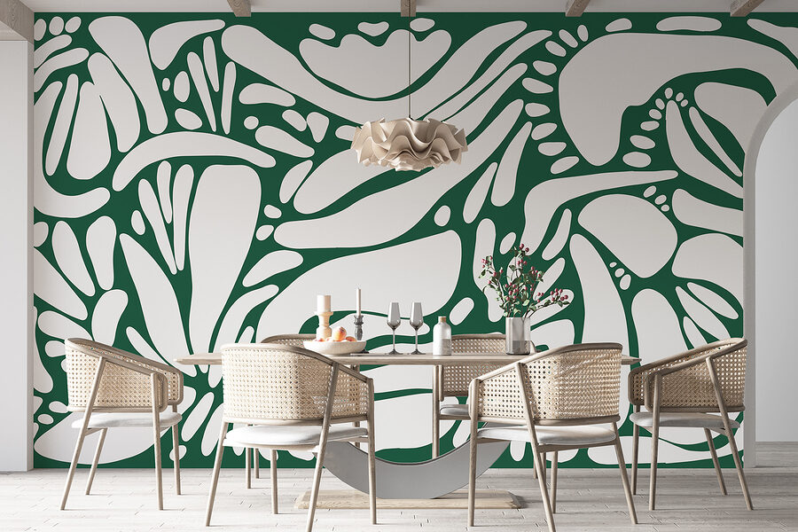 Papel de parede Padrão branco e verde - Image 3