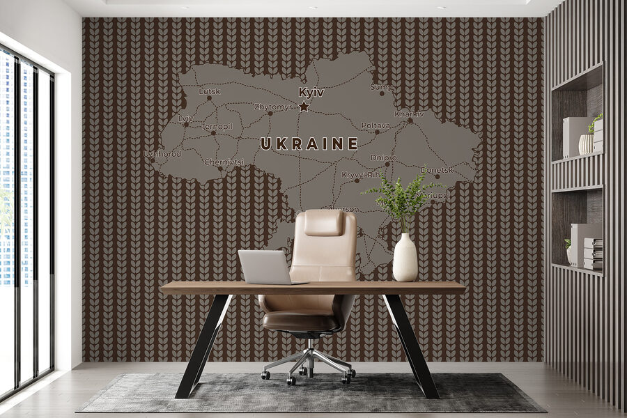 Mapa da Ucrânia com linhas e cidades