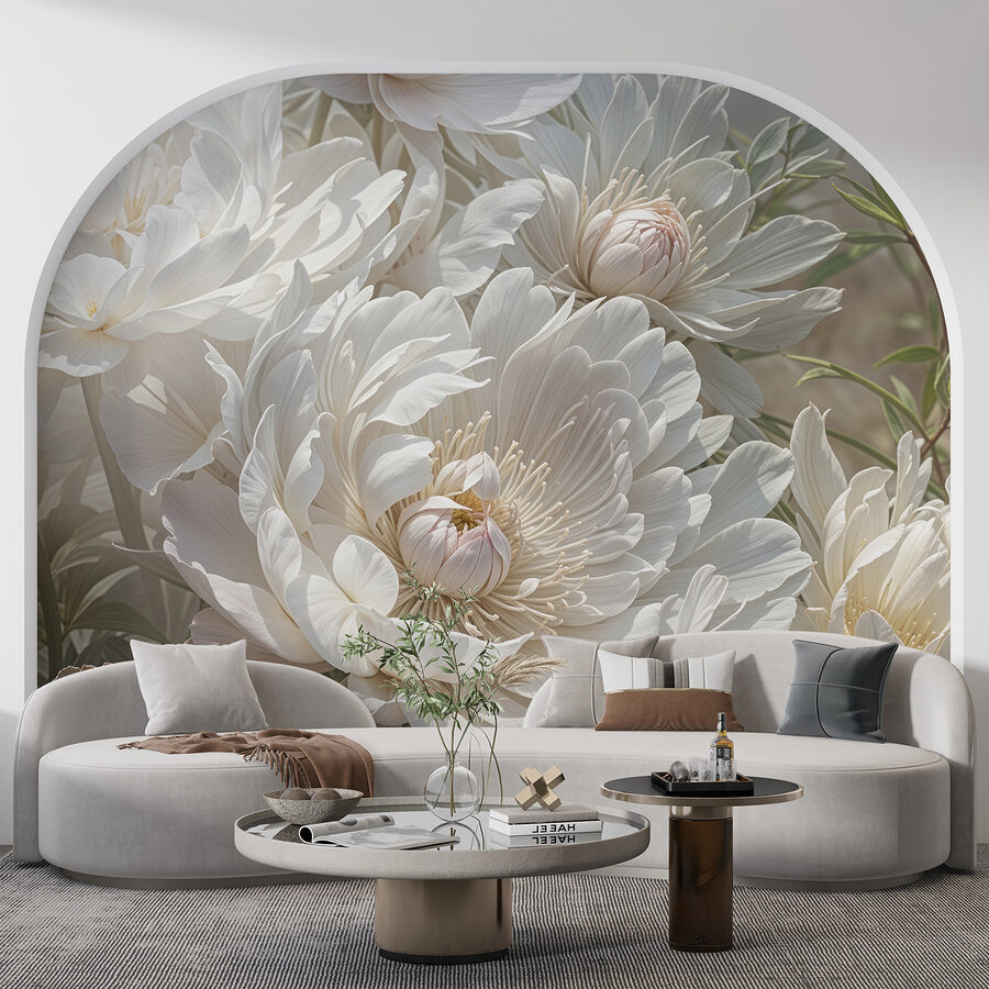 Grande plano de flores brancas