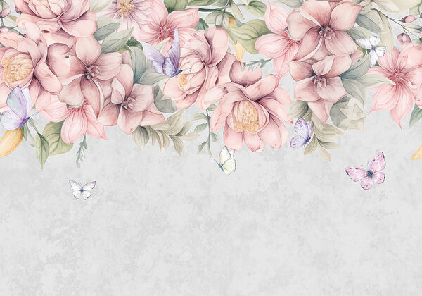 Grande plano de flores e borboletas Grande plano de flores e borboletas