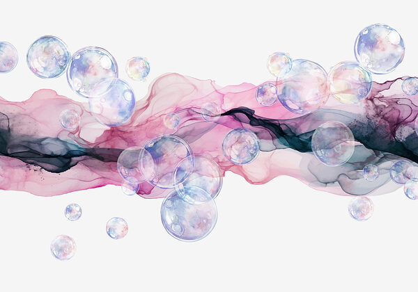 Grupo de bolhas num líquido cor-de-rosa e roxo Grupo de bolhas num líquido cor-de-rosa e roxo