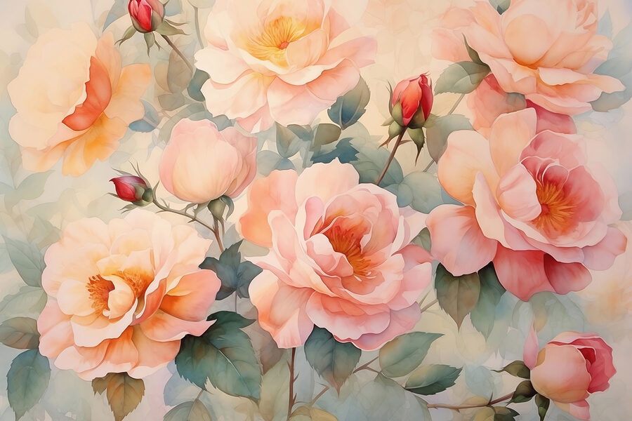 Pintura de flores numa parede