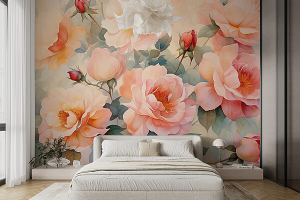 Pintura de flores numa parede Pintura de flores numa parede