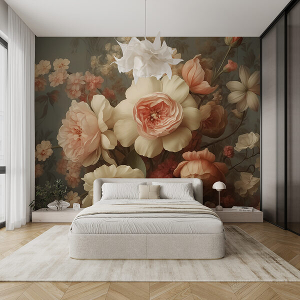 Pintura de flores numa parede Pintura de flores numa parede